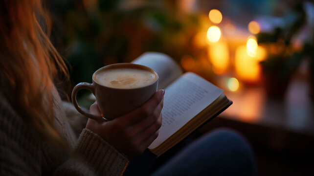 Person holding a cup of coffee and sipping it, positive winter photos