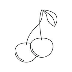 Cherry one line. Vector drawing
