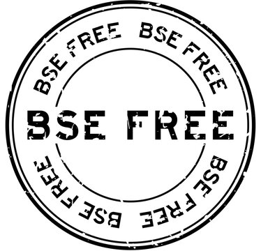 Grunge black BSE (bovine spongiform encephalopathy) free word round rubber seal stamp on white background