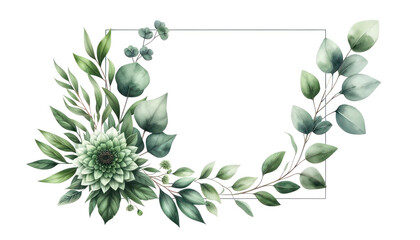 watercolor floral frames flower with green eucalyptus leaves clipart