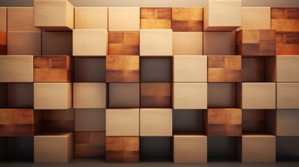 A stack of wooden cubes. Wooden background