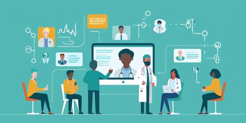 Visuals of patients interacting with healthcare providers through digital platforms