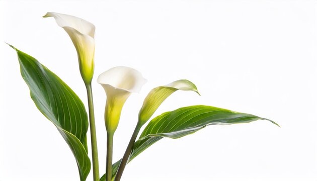 White calla lily flower isolated on white background with clipping path