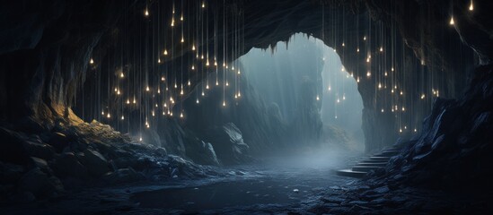 Twinkling lights within the cave - obrazy, fototapety, plakaty