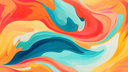 A dynamic abstract composition with swirling, creamy textures in shades of pink and blue, suggesting fluid motion.