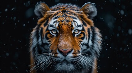 Obraz premium A majestic and imposing Siberian tiger expressing tenderness and kindness in its eyes. Magnificent Siberian tiger in a complexity of wild nature beauty. Amazing animal tenderness.