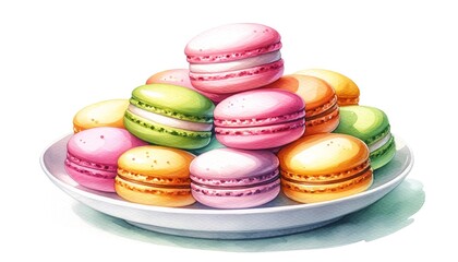 Obraz premium colorful macarons in a watercolor style 