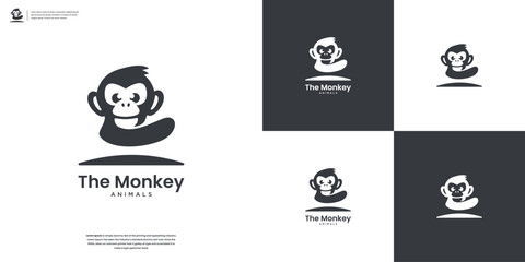 Minimalist monkey animals logo design