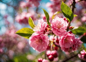 Obraz premium Traditional Japanese Blossoming Cherry Fruit Tree