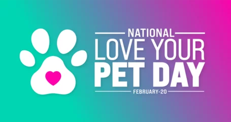 Foto op Aluminium February is National Love Your Pet Day background template. Holiday concept. use to background, banner, placard, card, and poster design template with text inscription and standard color. vector © Neelrong