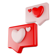 3d rendering icon pink and red message with heart emoji