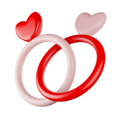  3d rendering icon of two heart rings intertwined