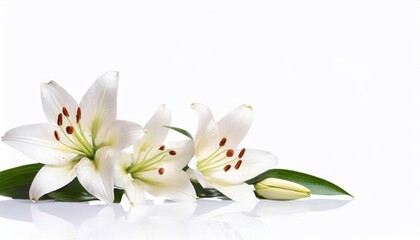 White lilies on a white background with a place for your text