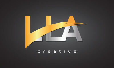 LLA Creative letter logo Desing with cutted