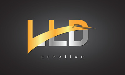 Naklejka premium LLD Creative letter logo Desing with cutted