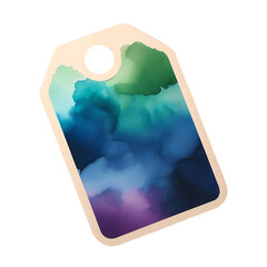 Sale tag with watercolour texture. Sale tag on a transparent background, Generative AI