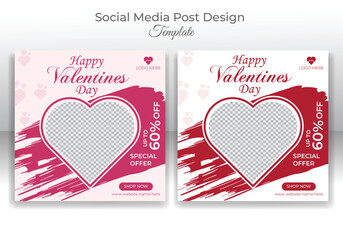 Vector valentine's day sale promotion social media banner post template design