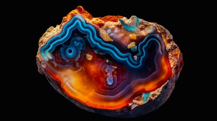 Close-up mineral colored stone on black background.