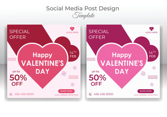Vector set of valentine day sale social media post template web banner