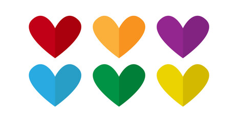 Set Collection. Colorful Heart Isolated On White Background. Vector Illustration. Valentine's Day