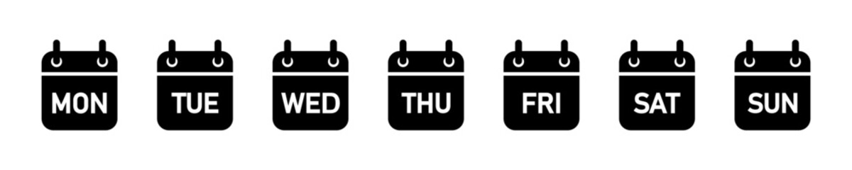Set of calendar vector icons. Plan on day, month, week. Upcoming task or event. Reminder or schedule.