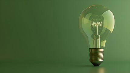 A light bulb on a green background with a place to copy. An extinguished light bulb is a symbol of the search for ideas, inspiration, innovations, solutions, and creative concepts. Design of a banner