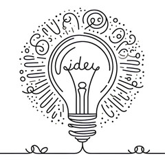 light bulb idea , Light bulb with idea in one continuous line drawing.