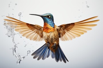 Fototapeta premium bright bird on a spring background close-up