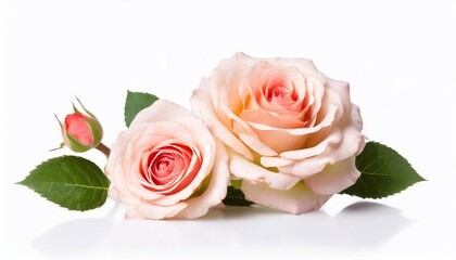beautiful pink roses on a white background. studio. photo.