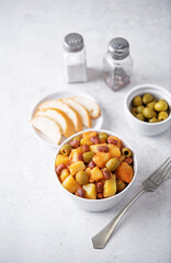 Puerto Rican traditional potato red kidney bean stew in a bowl