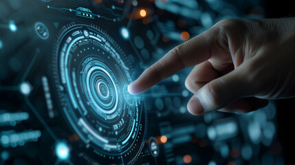 Innovative Touchscreen Biometric Scanner Technology Idea. Revolutionizing Security with Digital Interface.