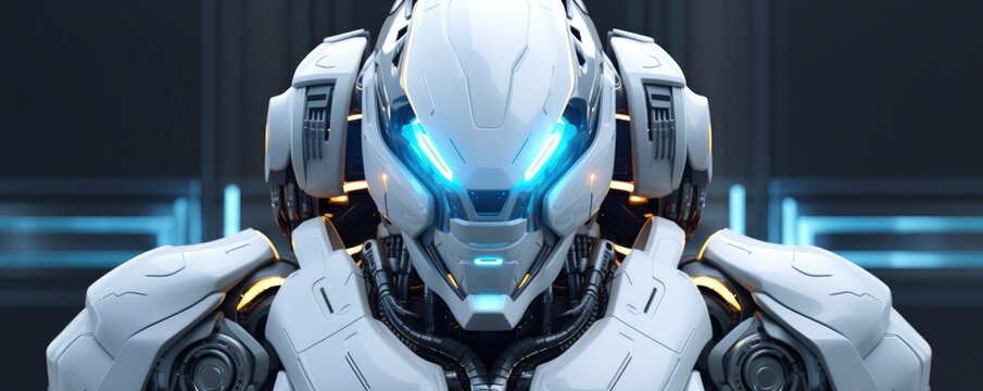 High-Tech Cybernetic Futuristic Armor Robot. A Vision of Advanced Technological Warfare and Innovation.