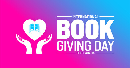 February is International Book Giving Day background template. Holiday concept. use to background, banner, placard, card, and poster design template with text inscription and standard color. vector