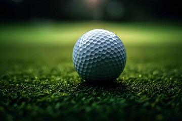 Obraz premium Success in competition Shiny golf ball rests on the tee