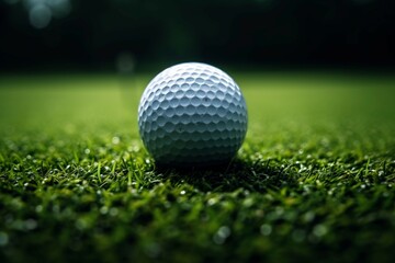 Obraz premium Success in competition Shiny golf ball rests on the tee