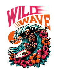 Wild wave surfer  design tshirt