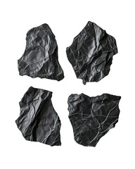 Naklejka premium Four pieces of crumpled up black linoleum