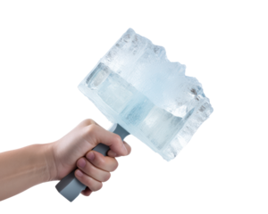Ice scraper holds in hand on a transparent background