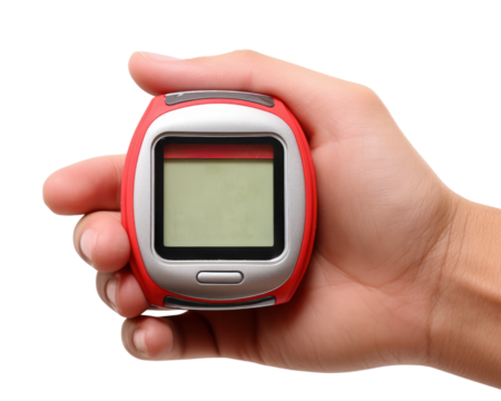 Pedometer holds in hand png on a transparent background
