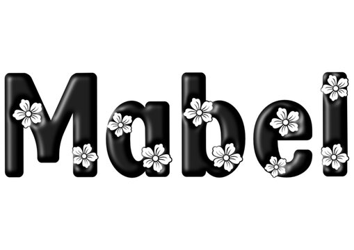 Mabel - black Color - written with engraved typical Hawaiian hibiscus flowers- ideal for websites, e-mail, sublimation greetings, banners, cards, t-shirt, sweatshirt, prints, cricut,	

