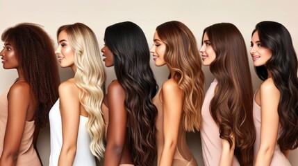 Fototapeta premium Diverse Women Showcasing Various Hairstyles