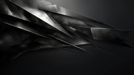 Layered black metallic shapes with a sharp, flowing abstract design.