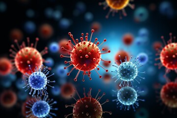 Vibrant and energetic virus illustration with intricate and captivating background design