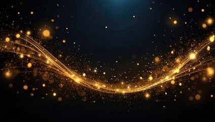 abstract background with stars, gold star, dark lights background, wave, curve
