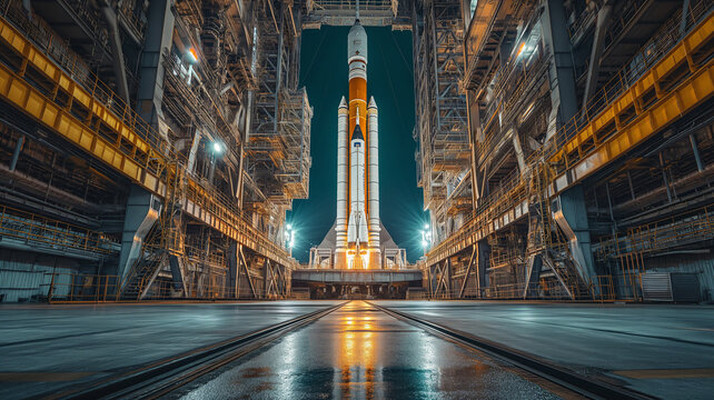 A rocket waiting to launch into space