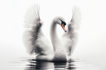 full white swan isolated on a white background. ai generative