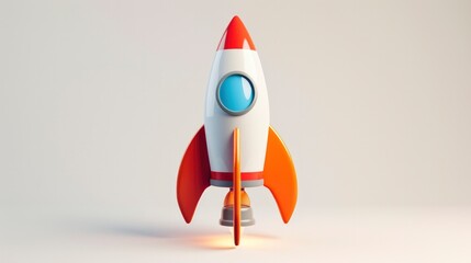 3D rocket ship concept icon