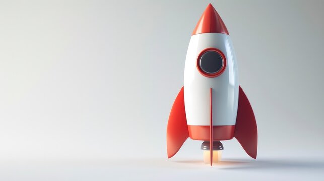 3D rocket ship concept icon