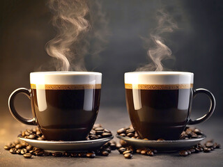 Coffee. A pair of mugs for lovers. Love. Valentine's Day. Birthday. March 8. Winter. Spring. A beautiful couple. Cafe.