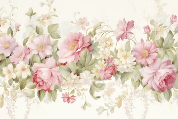 Vintage style of tapestry flowers fabric pattern background ( Filtered image processed vintage effect
